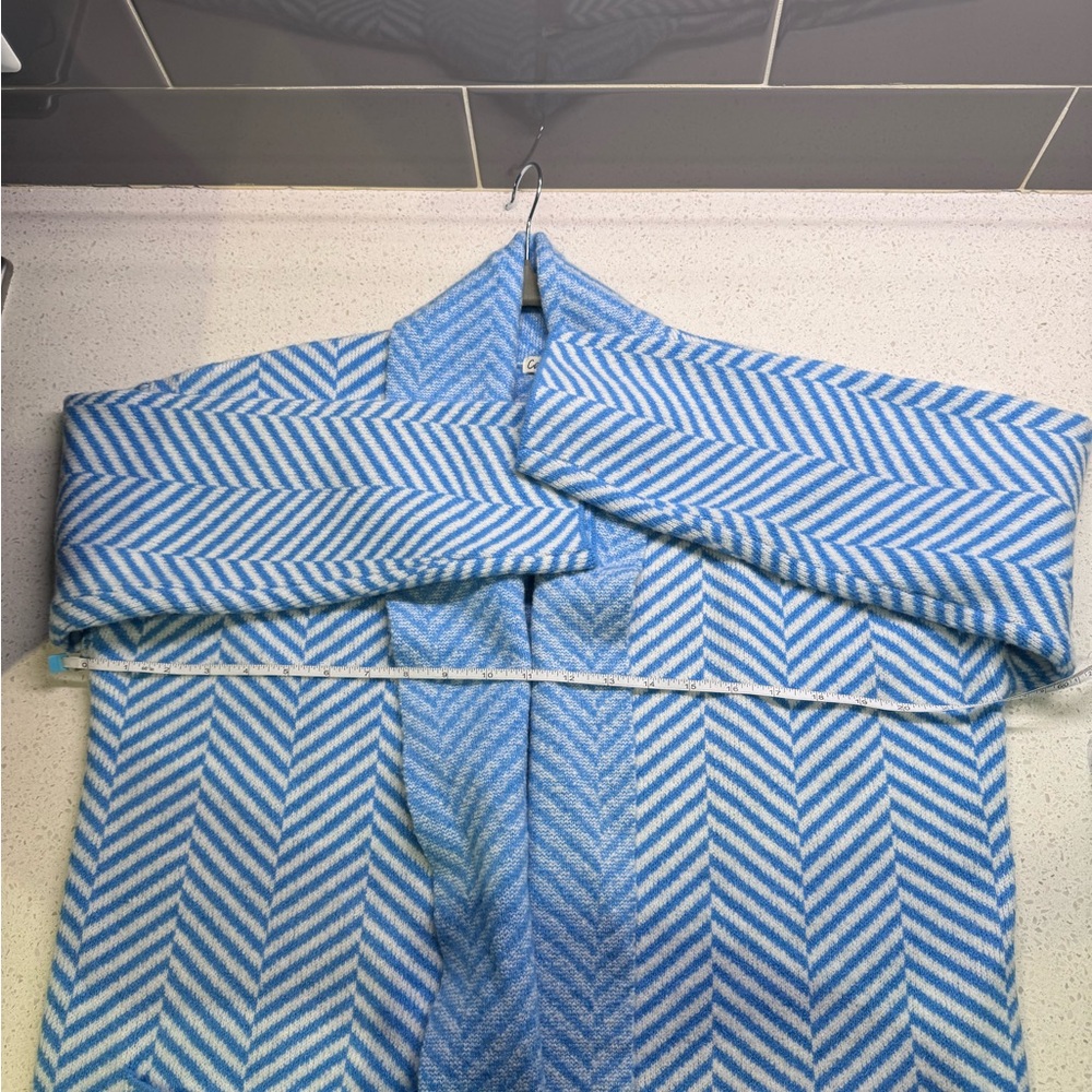 Camille - Blue/White Chevron Women's Open Front Cardigan Sweater - size S - Picture 8 of 14